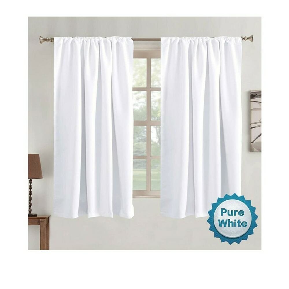 Turquoize Curtains White Curtains 52" W x 63" L Set of 2 See Description